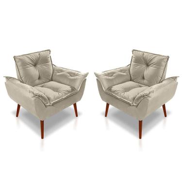 Imagem de Kit 02 Poltrona Opala Decorativa Suede