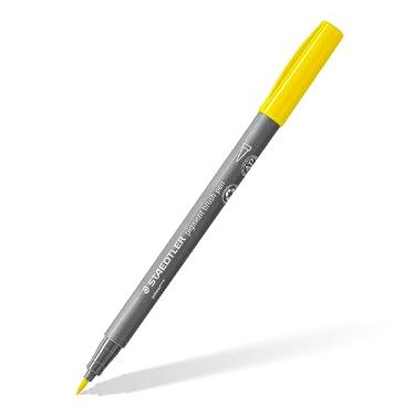 Imagem de STAEDTLER Caneta Pincel Pigment Arts Pen 1 Unidade Amarelo - 371-1 - Tinta Pigmentada Permanente, À Prova d’Água com Alta Fidelidade de Cor