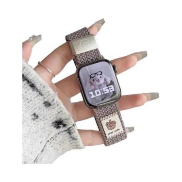 Imagem de Pulseira De Nylon Trançada Com Fecho Magnético Para Apple Watch iWatch
