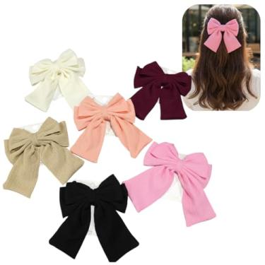 Imagem de Laço de Cabelo com Grampo Laço Tecido Elegante com Cauda Presilhas de Cabelo Cores Delicadas Acessório Mulheres Luxo Meninas (CREME)