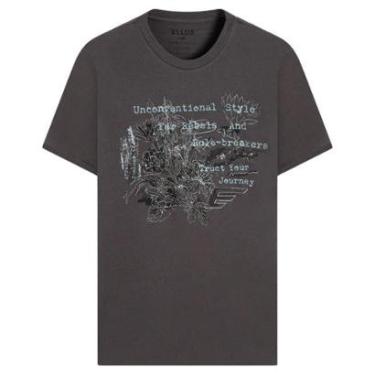 Imagem de Camiseta Masculina Ellus Punk Flowers Cinza-Masculino