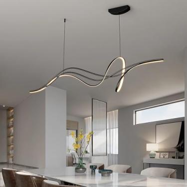Imagem de Luminária pendente LED moderna para cozinha, ilha ou sala de jantar, com intensidade regulável e controle remoto. Ideal para sala de estar, mesa de jantar, escritório ou bar. Altura ajustáve