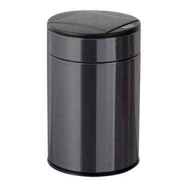 Imagem de KEG801302 Caixote de lixo automático sem toque de 2,6 galões, lixeira redonda de aço inoxidável com tampa, fechamento macio, compartimento de forro removível, lixeira de cozinha em 4 cores (preto)