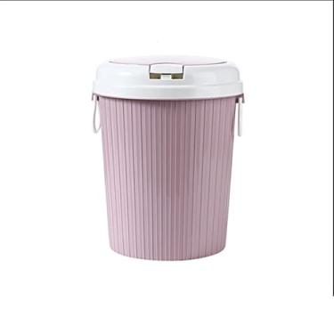 Imagem de Caixote do lixo 11L/16L grande capacidade lata de lixo doméstico escritório quarto lata de lixo de plástico com tampa lixeira de cozinha (rosa, 11l)
