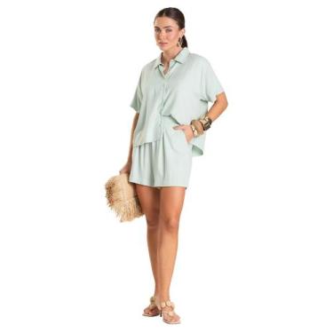 Imagem de Shorts Feminino Em Tecido de Viscose Dianna Verde, G, Verde