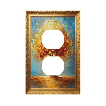 Imagem de Capa decorativa para interruptores de luz, árvore dourada da vida, 1 gangue, frente única, placa de parede, placa elétrica para decoração de casa