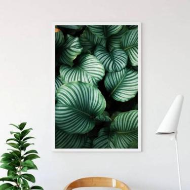 Imagem de Quadro Decorativo Foto De Folhas 34X23Cm - Moldura Branca