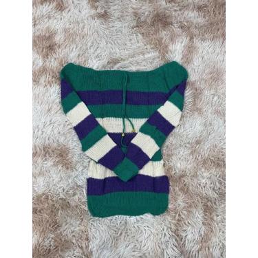 Imagem de Blusa Tricot Ombro A Ombro Listrada - Vitrine Collection, Verde, U