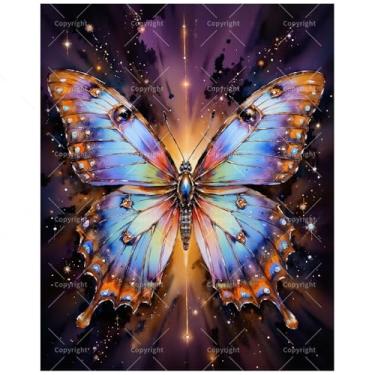 Imagem de TAOPAOLAB Kit de pintura de borboleta brilhante por números para adultos - Pintura de borboleta radiante DIY em tela, 40 x 50 cm, conjunto de tinta acrílica, adequado para iniciantes, arte para