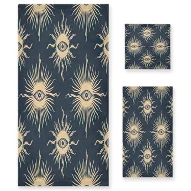 Imagem de xigua Eye and Suns Conjunto de toalhas de banheiro absorvente macio 3 peças toalha de banho toalha de mão toalhas decorativas para banheiro, academia, hotel, praia, piscina