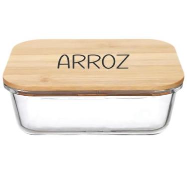Imagem de Pote Hermético Vidro e Tampa de Bambu (1 Litro) Arroz - Lehavi, Arroz