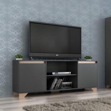 Imagem de Rack para Tv 42 Polegadas 2 Portas 3 Prateleiras Benevello Quiditá Grafite