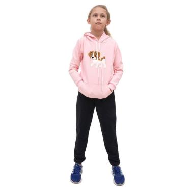 Imagem de Conjunto de Moletom Menina Infantil Estampa de Cachorro Com Calça Confortavel Para Passeio-Feminino