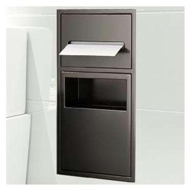Imagem de Rack de armazenamento de nicho e banheiro de aço inoxidável, suporte de papel higiênico embutido e lixeira, alcova embutida para artigos de higiene na cozinha, sala de estar, quarto, hotel (preto, 28