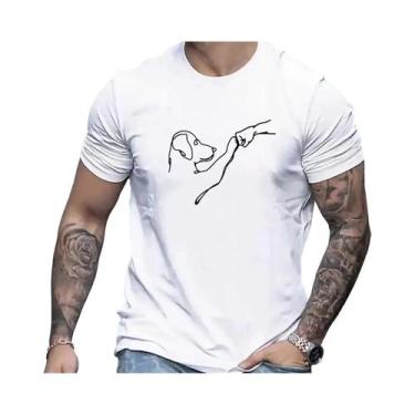 Imagem de Camiseta Masculina Slim Fit De Verão 100% Algodão Com Estampa De Desen
