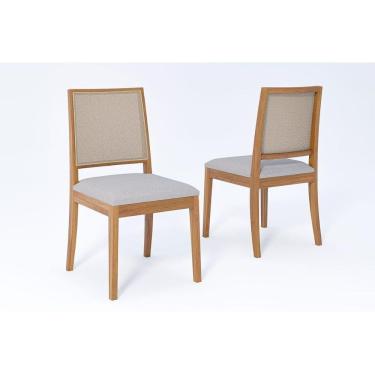 Imagem de Kit 2 Cadeiras Sala Jantar Buriti 2 Un Carvalho/Linho Cinza/Tela - Cimol