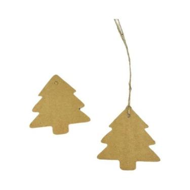 Imagem de Etiquetas De Presente Em Papel Kraft Para Árvore De Natal Com Cordões 