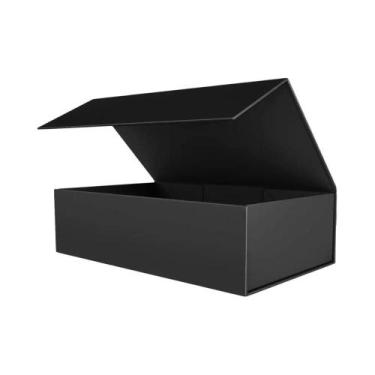 Imagem de Caixa De Presente Retangular Dobrável Com Fecho Magnético Preto Para C