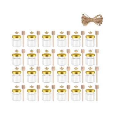 Imagem de Conjunto De Mini Potes De Vidro Para Mel 1.5 Oz, Potes Hexagonais Sela