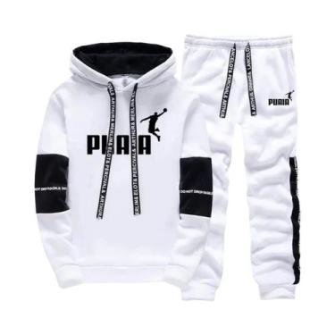 Imagem de Conjunto De Roupa Esportiva Masculina Casual Com Estampa, Moletom Com 