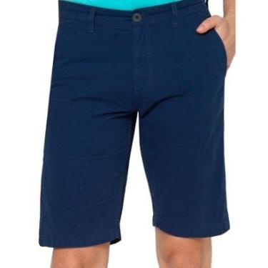 Imagem de Bermuda Calvin Klein Jeans Masculina Sarja Chino Pockets Label Azul Escuro-Masculino