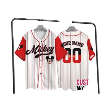 Imagem de Camisa De Beisebol Retro Personalizada Disney Mickey E Amigos Para Cri
