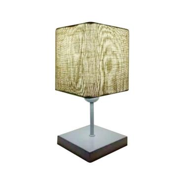 Imagem de Abajur Quadrado Md-2008br Cúpula Tecido Rústico Bege