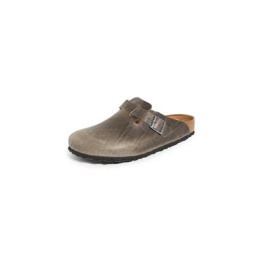 Imagem de Birkenstock Tamancos masculinos Boston com palmilha macia, ferro, cinza, tamanho 42