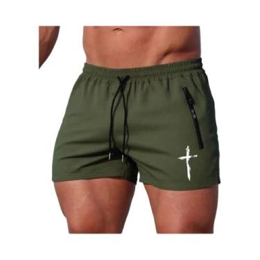 Imagem de Calções De Natação Masculinos De Verão Com Estampa Cruzada, Shorts De 