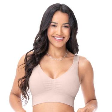 Imagem de Top Jacquard com Bojo Removível sem Costura Leve Trama Nude Rosado - Z