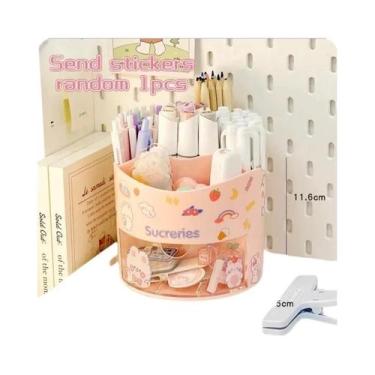Imagem de Organizador De Mesa Giratório Kawaii: Porta-Canetas E Caixa De Papelar