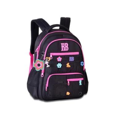 Imagem de Mochila Infantil De Costas Flower Power Preta Rebecca Bonbon - Rebecca