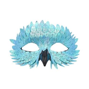 Imagem de Máscara De Águia Meia Face Com Bico De Pássaro E Plumas Para Fantasia 