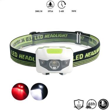 Imagem de Lanterna De Cabeça Mini LED Vermelha E Branca 4 Modos 200LM Leve E À P