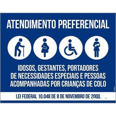Imagem de Kit 10 Placa Acm Azul Atendimento Preferencial 18X23 - Sinalizo