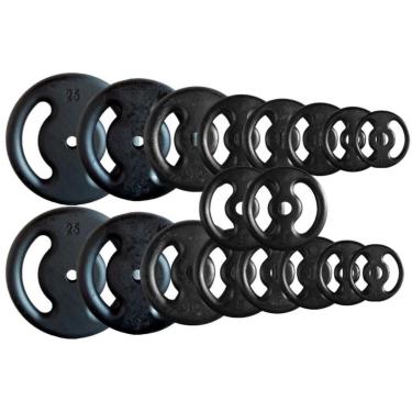 Imagem de Kit 18 Anilhas Sebo de Ferro Fundido - 150 Kg-Unissex