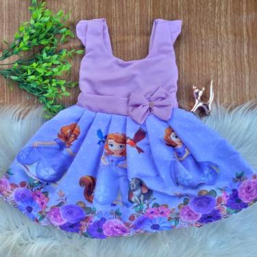 Imagem de Vestido Infantil Princesa Sofia Lilás Rosa Festa Passeio Aniversário T