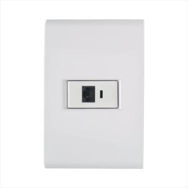 Imagem de Conjunto 4x2 com 1 Tomada Telefone RJ11 Tramontina Liz Branco