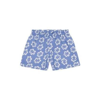 Imagem de Shorts infantil menina em moletinho florido Brandili -Azul-Feminino