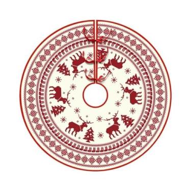 Imagem de Tapete Grande Para Árvore De Natal 90/120cm Com Decoração De Papai Noe