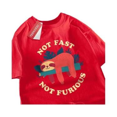 Imagem de Camiseta Masculina Oversized De Algodão Com Estampa De Preguiça, Estil