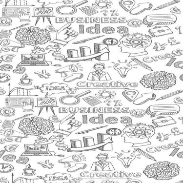 Imagem de Papel De Parede Adesivo Branco Com Desenho Estudante Preto