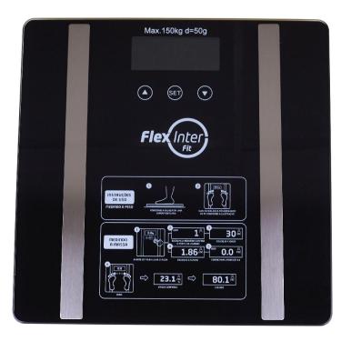 Imagem de Balança Digital 150Kg Flex Inter Fit Bioimpedância BD4002B Preta Balança Digital 150Kg Flex Inter Bioimpedância BD4002B Preta