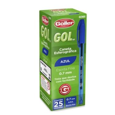 Imagem de Caneta Esferográfica Azul, Escrita Fina 0.7mm com 25 Unidades - Golle