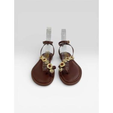 Imagem de Sandália Feminina Com Amarração Ajustável Marrom - LITTZ, Terra, Caram