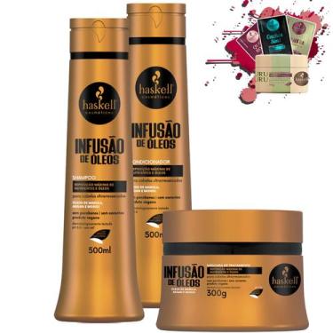 Imagem de Kit Haskell Infusão de Óleos Shampoo Cond 500ml Másc 300gr