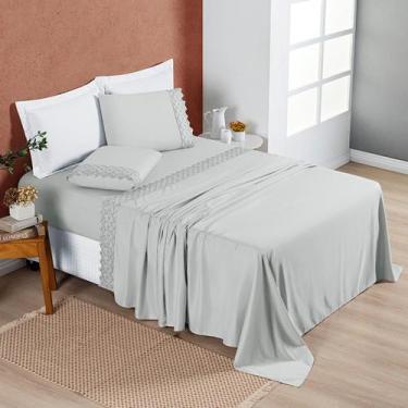 Imagem de Jogo De Lençol Casal 4 Peças Nobless Micropercal  200 Fios Bordado - B