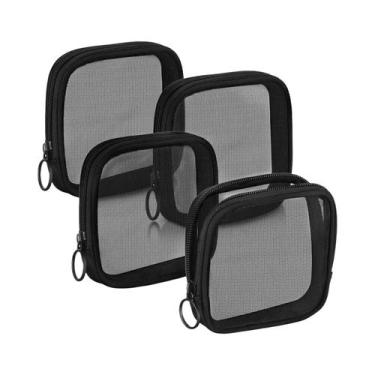 Imagem de Bolsa Cosmética Transparente Mini, Pequena, De Viagem, Em Malha Preta,