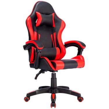Imagem de Cadeira Gamer Vermelha Reclinavel Com Almofada Ate 120kg