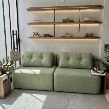 Imagem de Sofá Modular Cielo 240cm Recepção Loja Sala de Estar Bouclê Verde - Montanari`s Decor